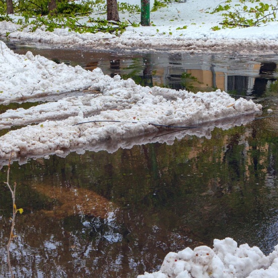 Flooding caused by accumulating hail